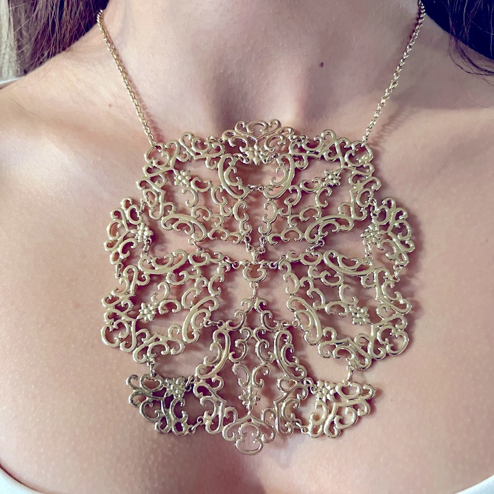 Jessica Simpson Gold Oversized Statement Necklace